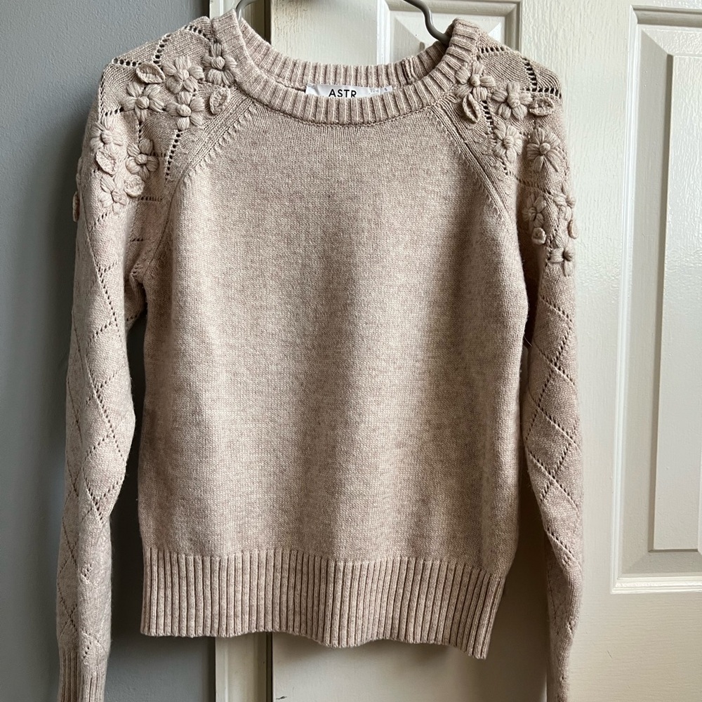 Sweater w/ Floral Accents